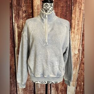 Hippie Rose | NWT Women’s Washed Blue Half Zip Fleece Lined Sweater